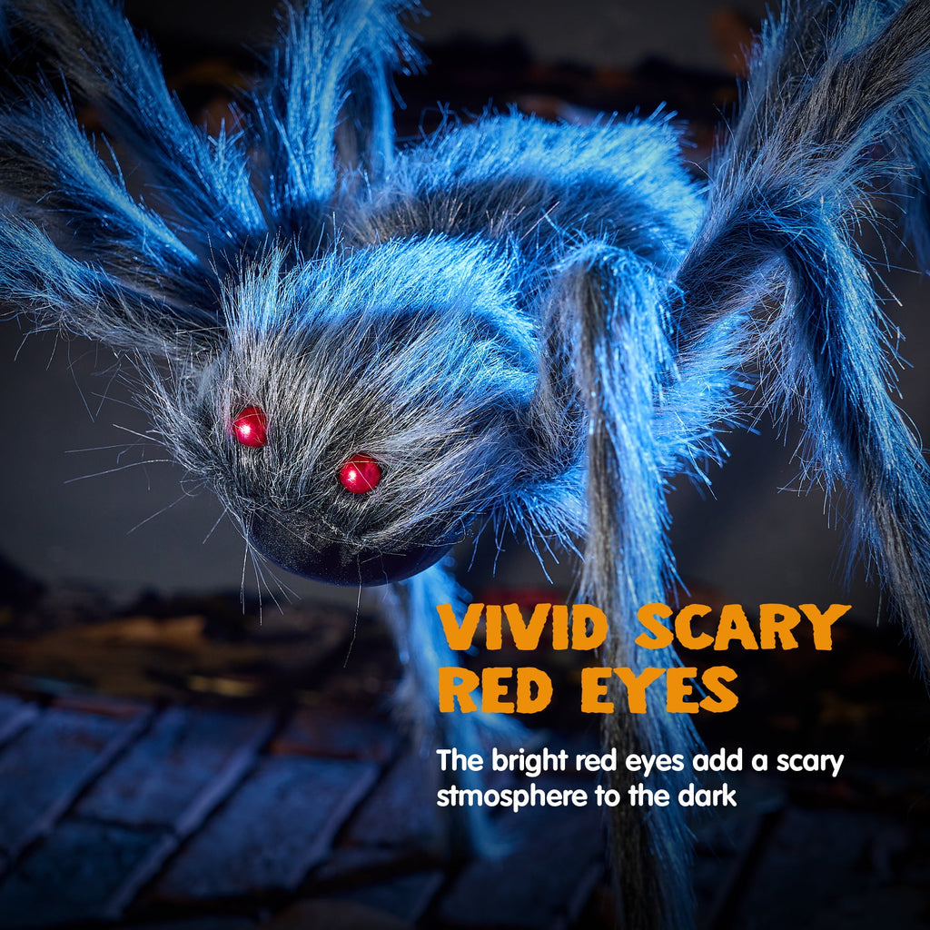 Joyfy 5 ft Scary Giant Spider Halloween Decorations Outdoor,Poseable Spider Lifelike Hairy Prop for Yard,Haunted House,Tree or Porch Party Decorations,Black