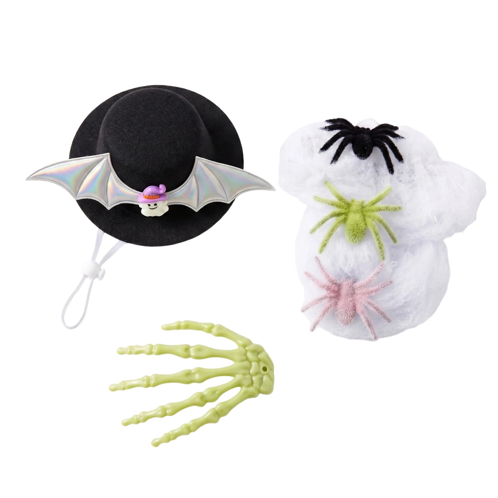 Bat Witch Hat Spiderweb Halloween Goose Clothes Fit 17/23In Cement Plastic Lawn Goose, Stylish Full Set for Outdoor Yard Patio Garden Seasonal Halloween Home Ornamental Arrangement