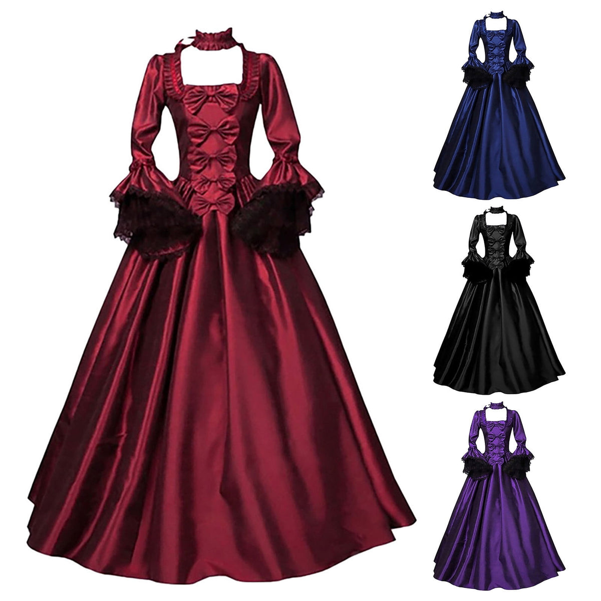 UPPADA Halloween Costumes for Women Cute 2024 Victorian Dress Ball Gown for Women Medieval Halloween Costumes Plus Size Vintage Dresses Floor Length Gothic Clothes