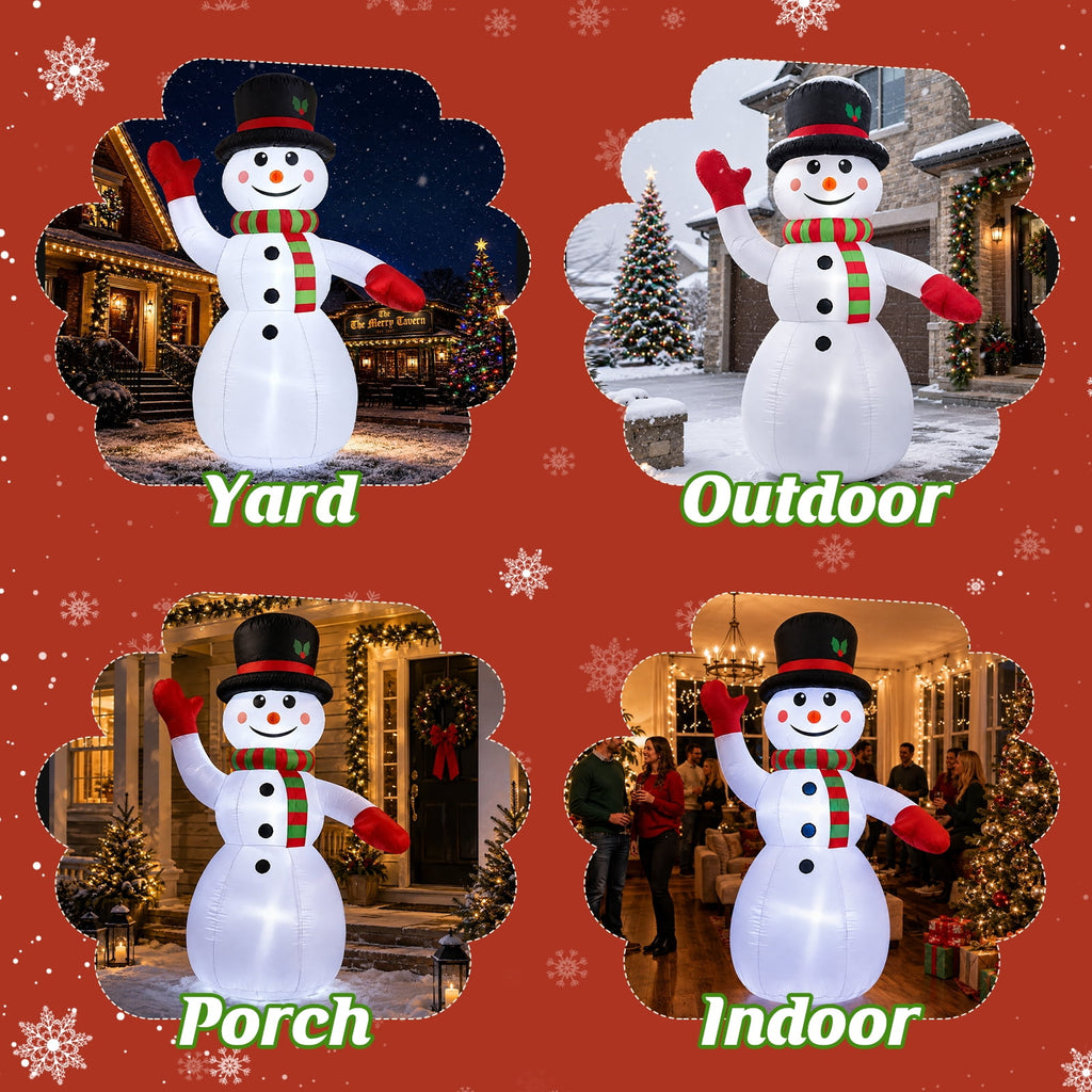 8ft Snowman Christmas Inflatables, Blow up with LED Lights Built-in for Holiday/Party/Yard/Garden Decoration
