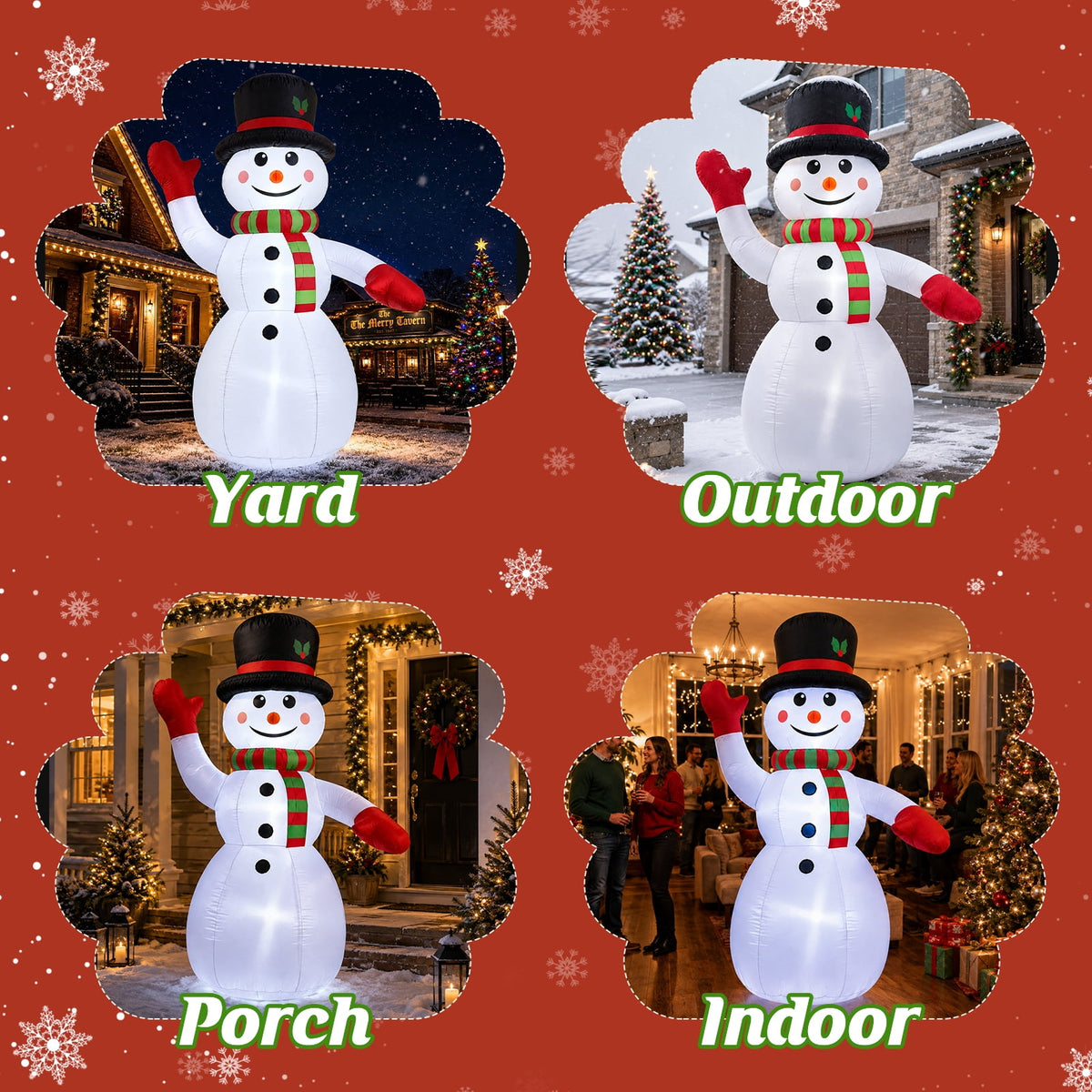 8ft Snowman Christmas Inflatables, Blow up with LED Lights Built-in for Holiday/Party/Yard/Garden Decoration