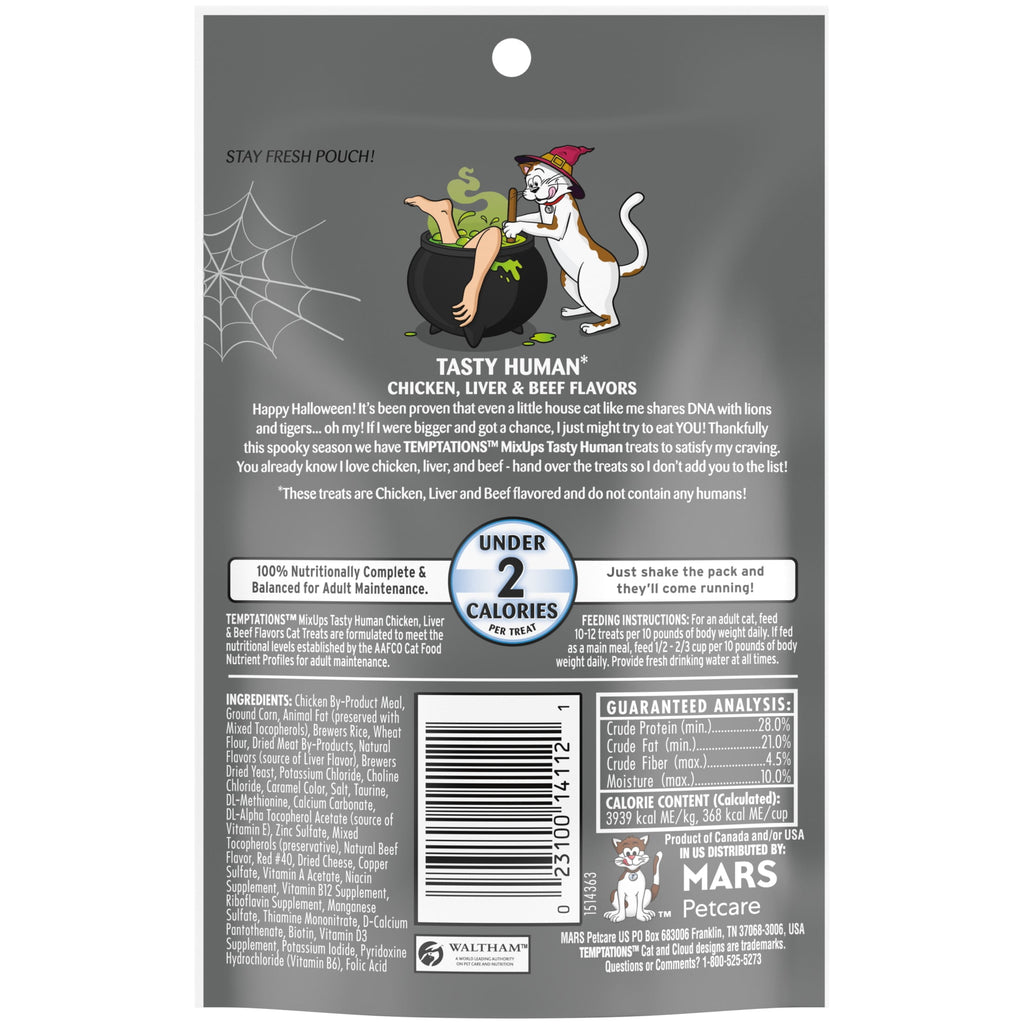 (4 pack) Temptations Mixups Crunchy and Soft Cat Treats Tasty Human, Chicken, Liver & Beef Flavors, 3 oz Pouch