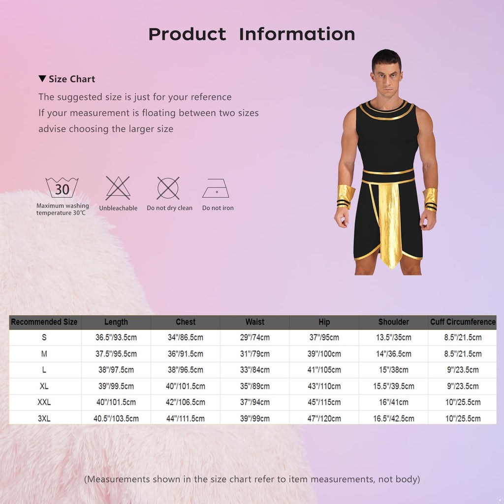 Haitryli Men's 3 Pieces Mr Toga Greek God Set Adult Party Toga Roman Dress with Wristband Blue 3XL