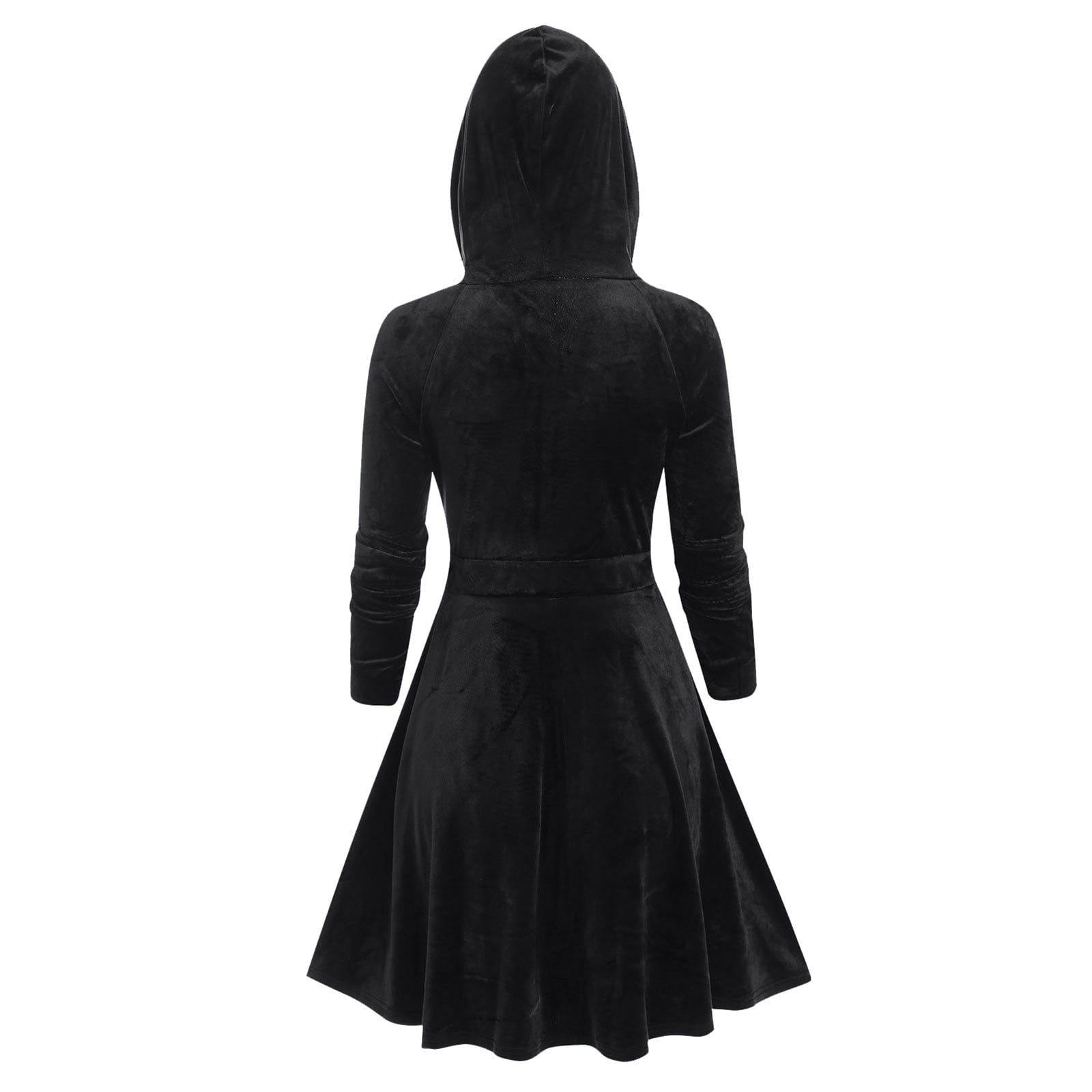 QATAINLAV Womens Gothic Hoodies Dress Fall Winter Long Sleeve Velvet Sweatshirts Cute Cat Ear Hooded Zip up Dresses with Pockets, Wine, M
