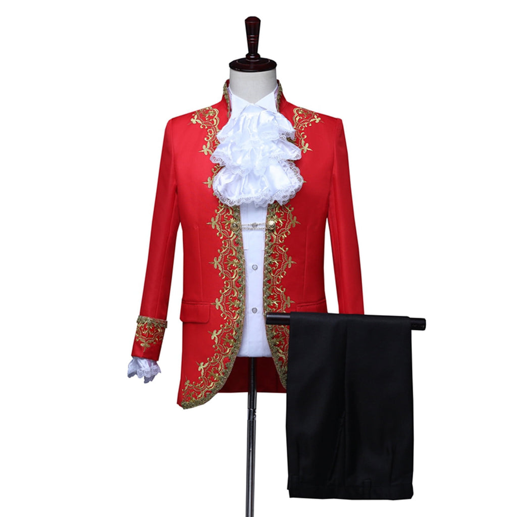Odeerbi Mens Steampunk Tailcoat Gothic Medieval Gold Embroidery Jacket Halloween Tuxedo Coat Frock Uniform European Court Performances Prince Uniforms Coat White