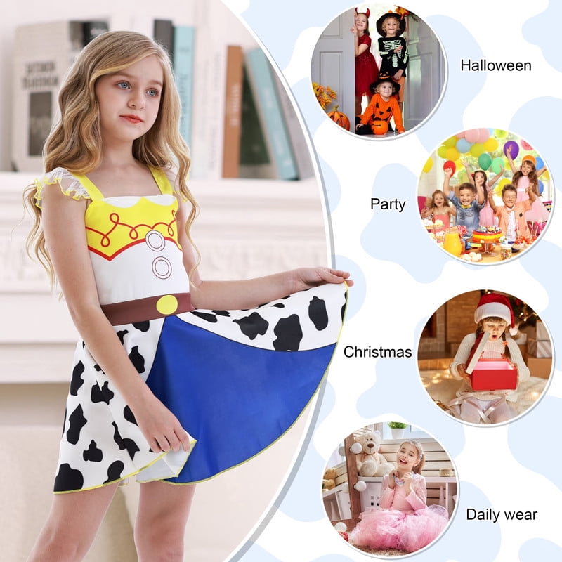 Benylion Girls Cowgirl Costume Summer Dress Toddler Princess Dress up for Kids Birthday Outfits Halloween Role Play Clothes for 3-4 Years