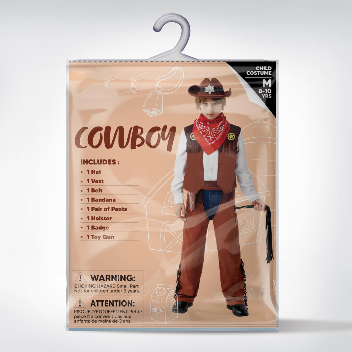 Joyfy Halloween Cowboy Costume for Boys, Kids Cowboy Costume Set, Brown Western Style Cowboy Outfit with Cowboy Hat for Toddler Dress-up Party Cosplay