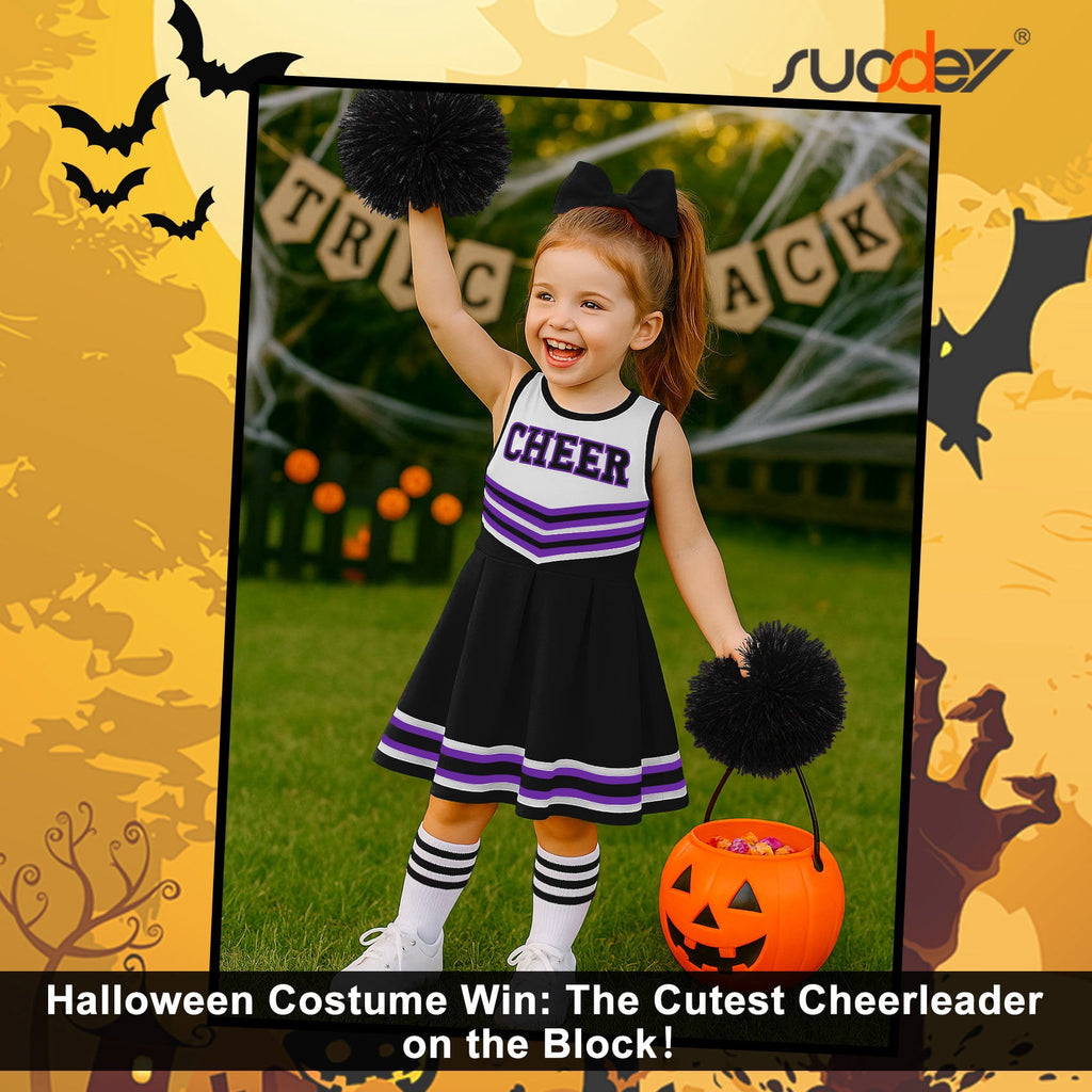 SUOSDEY Girls Cheerleader Costume Outfit Set,Kids Sleeveless Cheerleading Uniform for Party Birthday Halloween