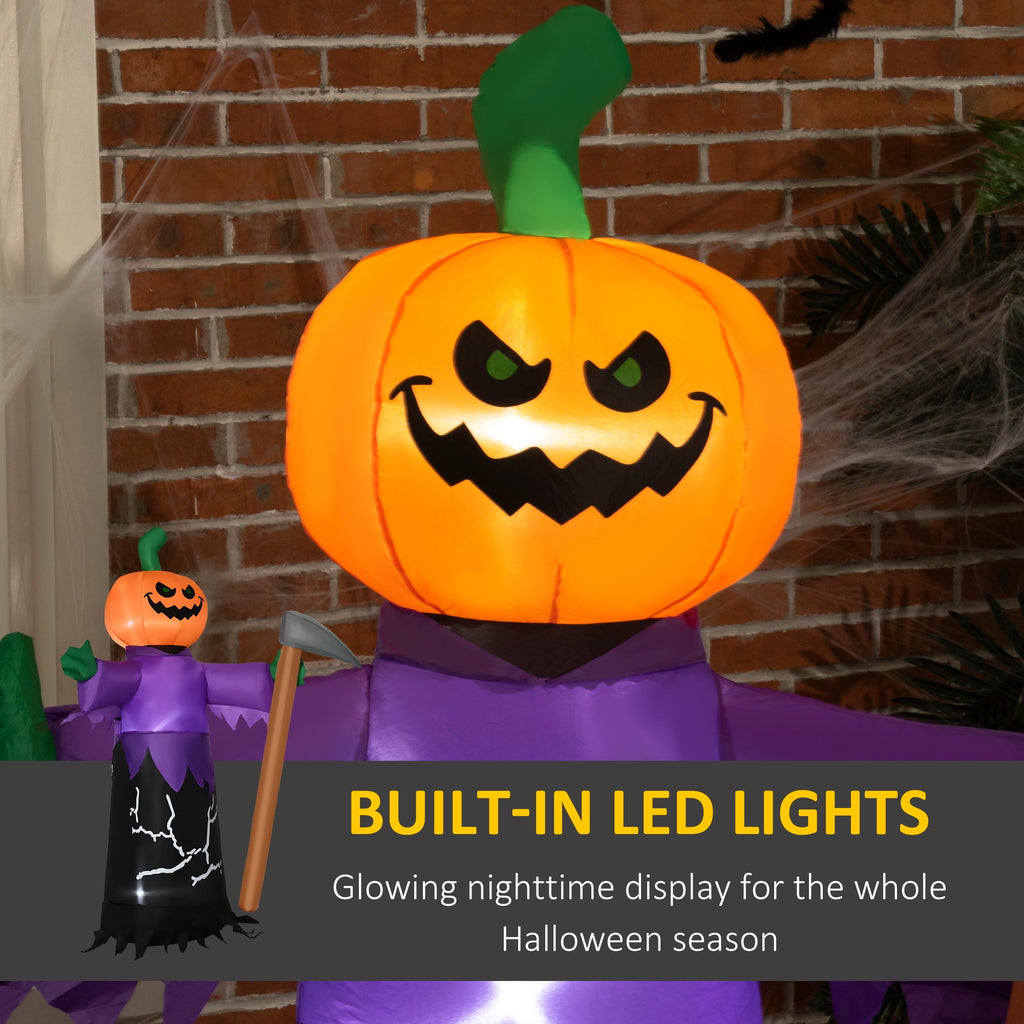 Outsunny 41.3" Inflatable Halloween Window Sticker Ghost with Orange Face, Halloween Decoration with LED Lights for Garden Indoor Outdoor
