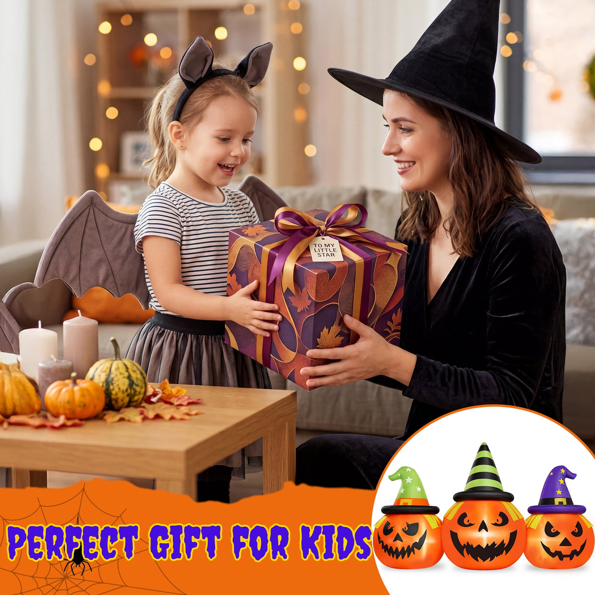 Firstness 6FT Halloween Inflatable Pumpkins Decorations with LED Lights, Halloween Blow Ups Decoration for Home Party