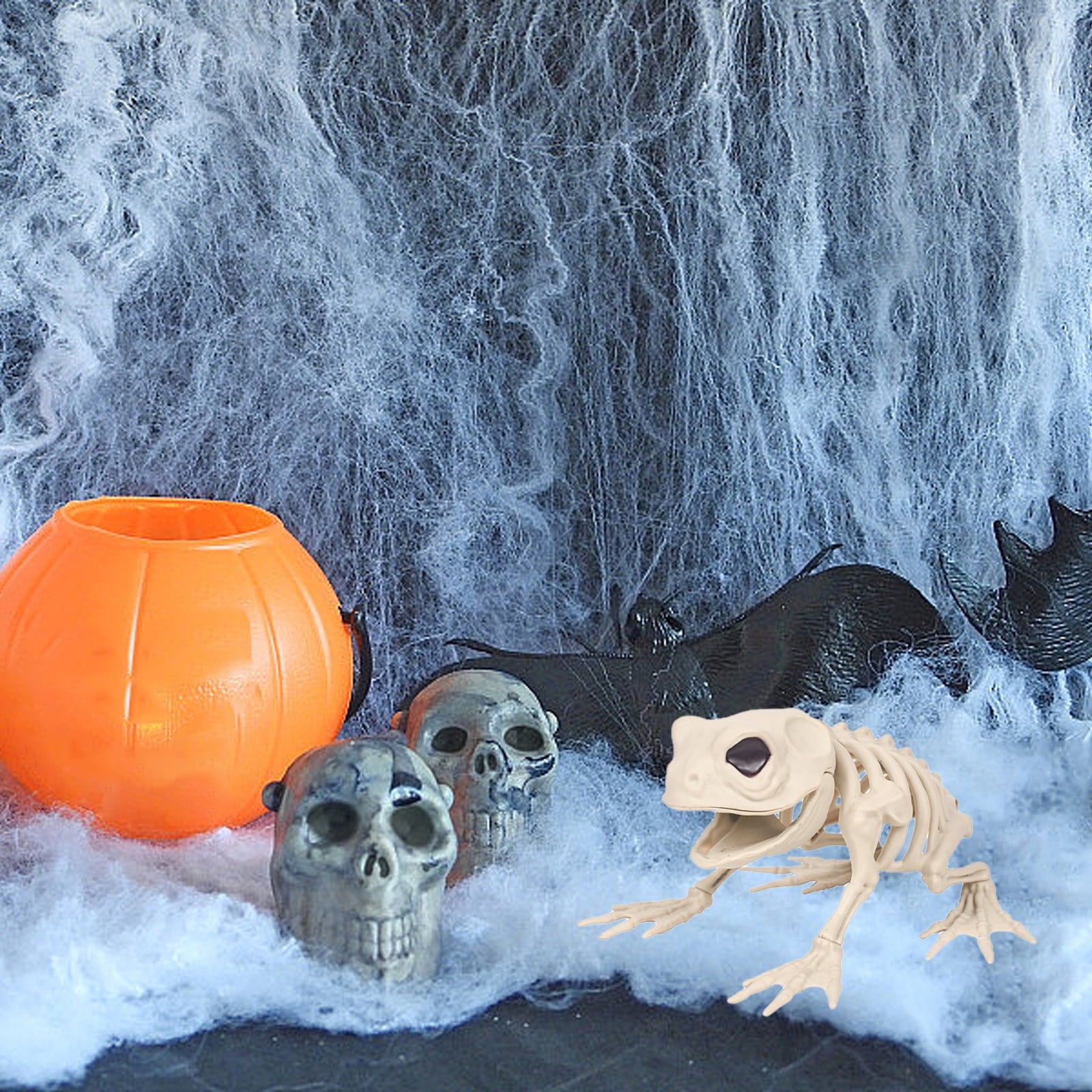Cififendec Mini Frog Halloween Animal Skeletons Standing Full Body Animal Skeleton Decorations for Indoor Outdoor Room Party Props