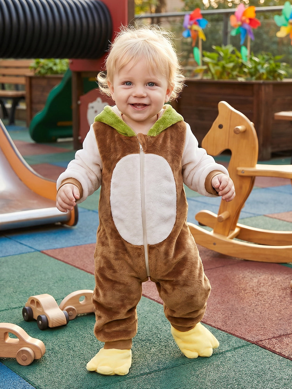 RUINIXCW Toddler Baby Boy Girl Duck Costume Newborn Infant Halloween Animal Costume Warm Fall Winter Plush Jumpsuit Outfit Long Sleeve Hood Zip Up Romper Snowsuit Foot Covers