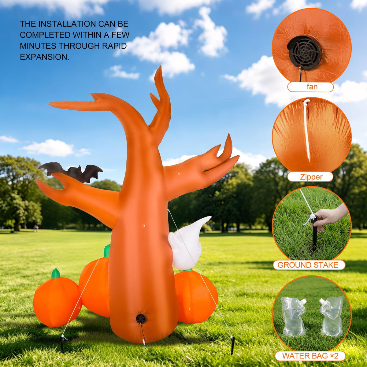 MAGOTAN 5 FT Halloween Inflatables Cape Pumpkin Outdoor Decorations Cape Pumpkin Halloween Inflatable Blow Up Halloween Cape Pumpkin Decoration Build-in LED Lights