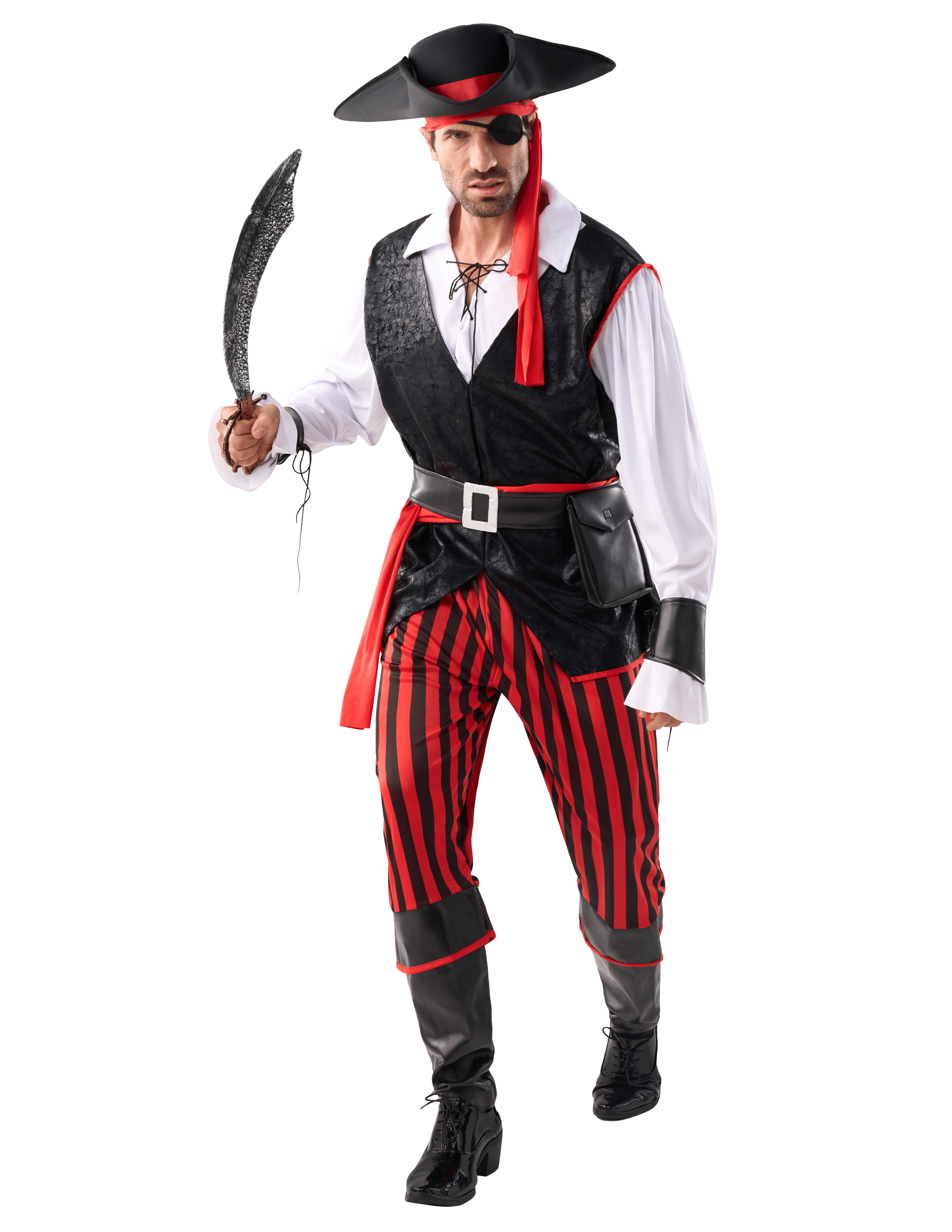 Joyfy Men Pirate Costume Set, Adult Halloween Costume Renaissance Medieval Viking Pirate Costume for Halloween Fancy Dress Up Party Cosplay