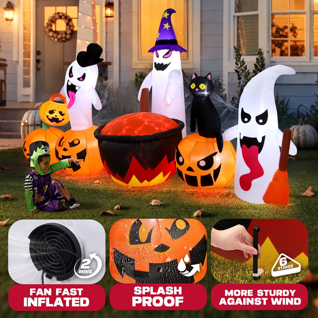 Ayieyill 10FT Halloween Inflatables Blow up LED Giant Red Ghost for Outdoor Halloween Yard Inflatables Garden Yard Lawn