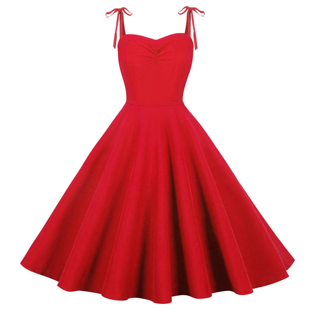 Tejiojio Women Clothes Women's 1950s Retro Dress Short Sleeve Vintage Swing Dress