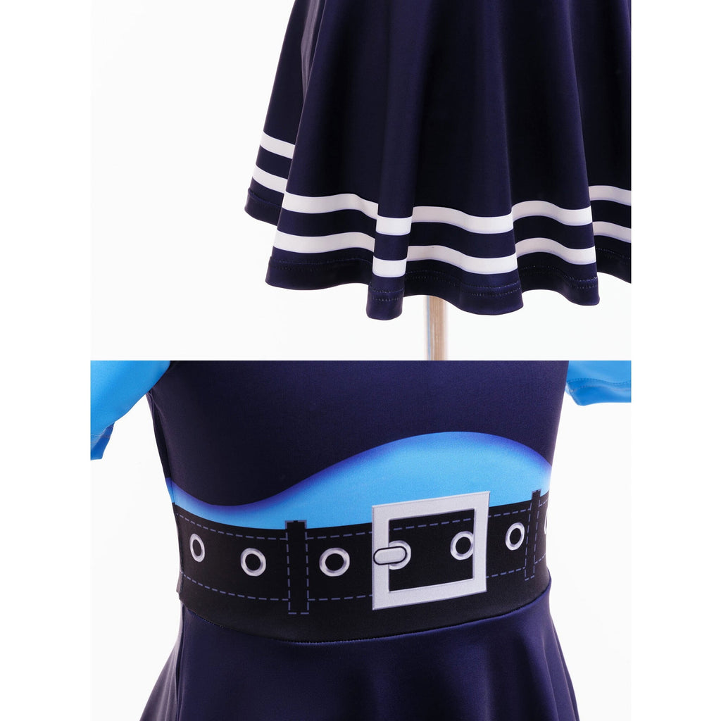 Bunny Officer Dress for 3-9 Years Halloween Short Sleeve A-Line Role Play Outfits with Headband Bow Tail Socks