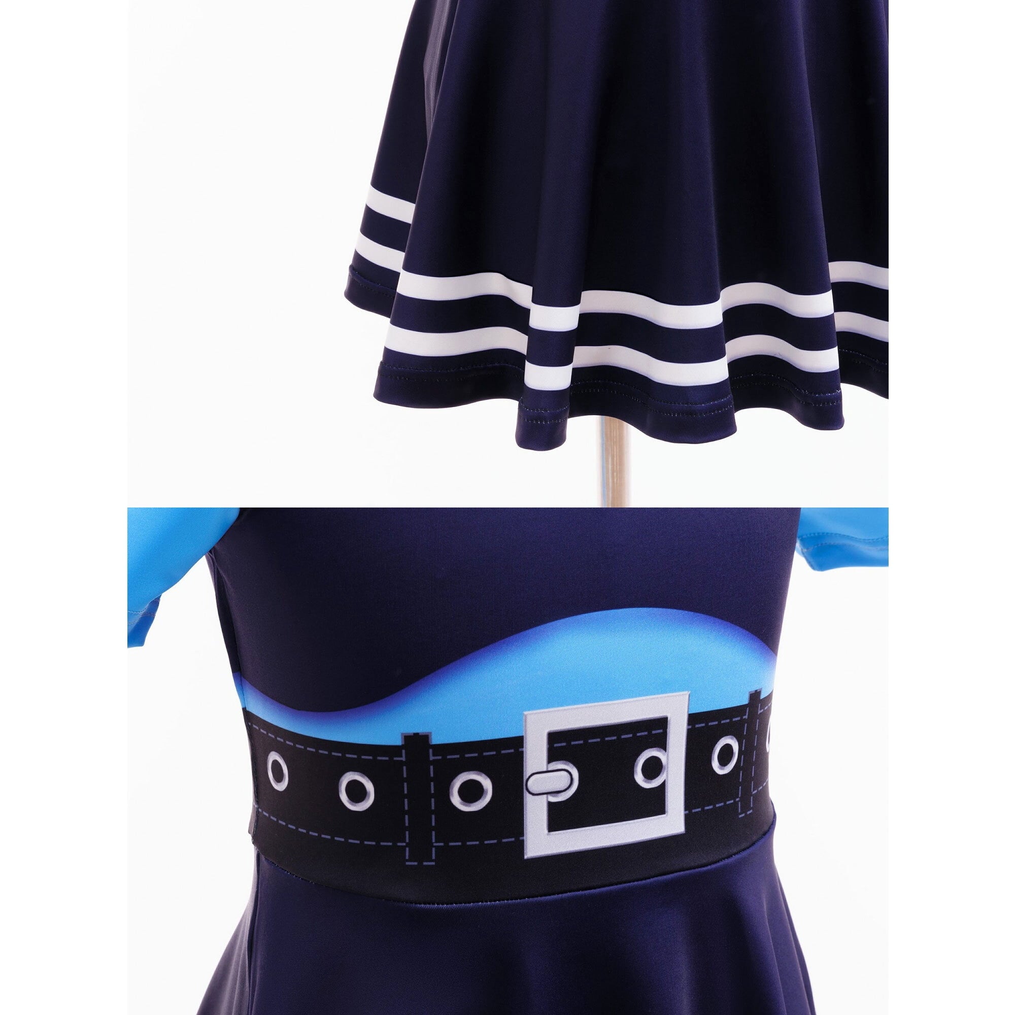 Bunny Officer Dress for 3-9 Years Halloween Short Sleeve A-Line Role Play Outfits with Headband Bow Tail Socks