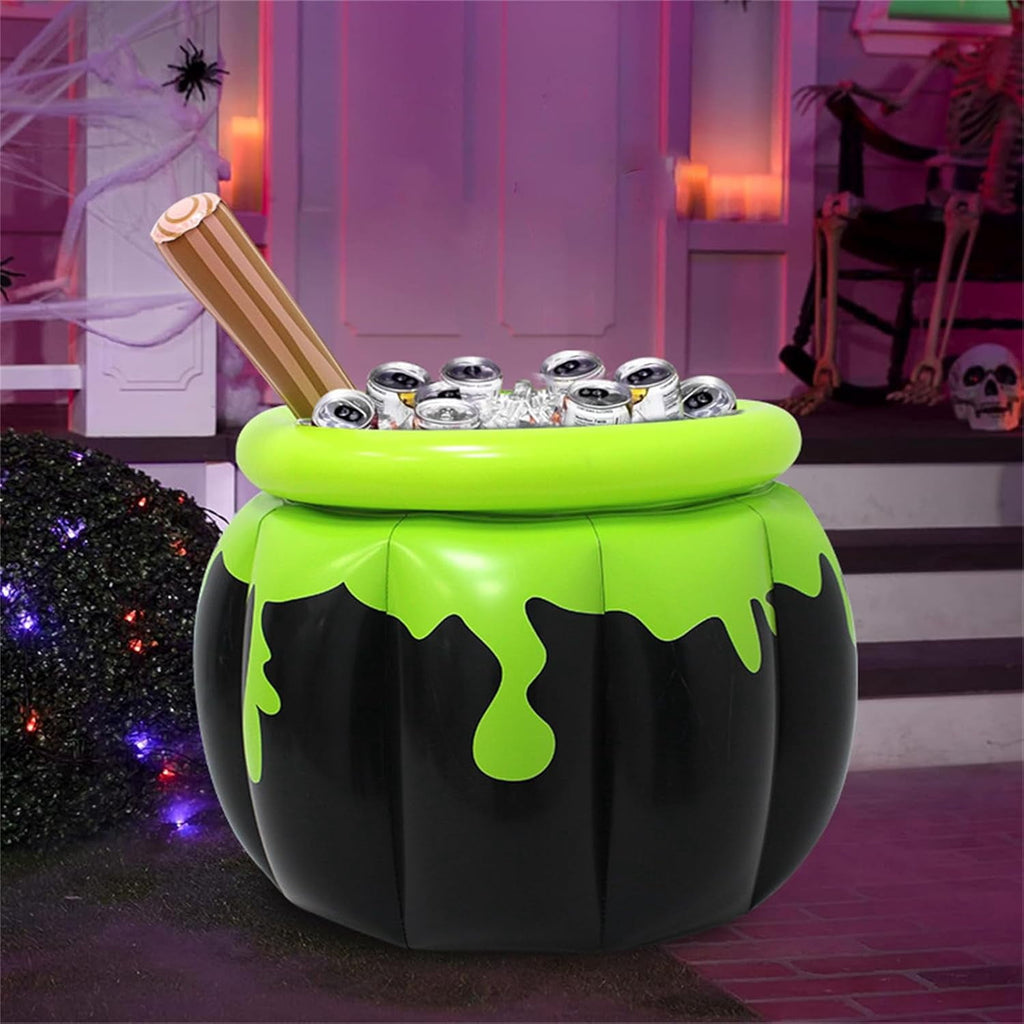 Jollyzo Halloween Witch Inflatable Drink Cooler, 26.4" Blow Up Beverage Holder Ice Bucket, Party Prop, Fun Decorative Bucket, Outdoor Yard Accent, Backyard Garden Haunted House Decorations