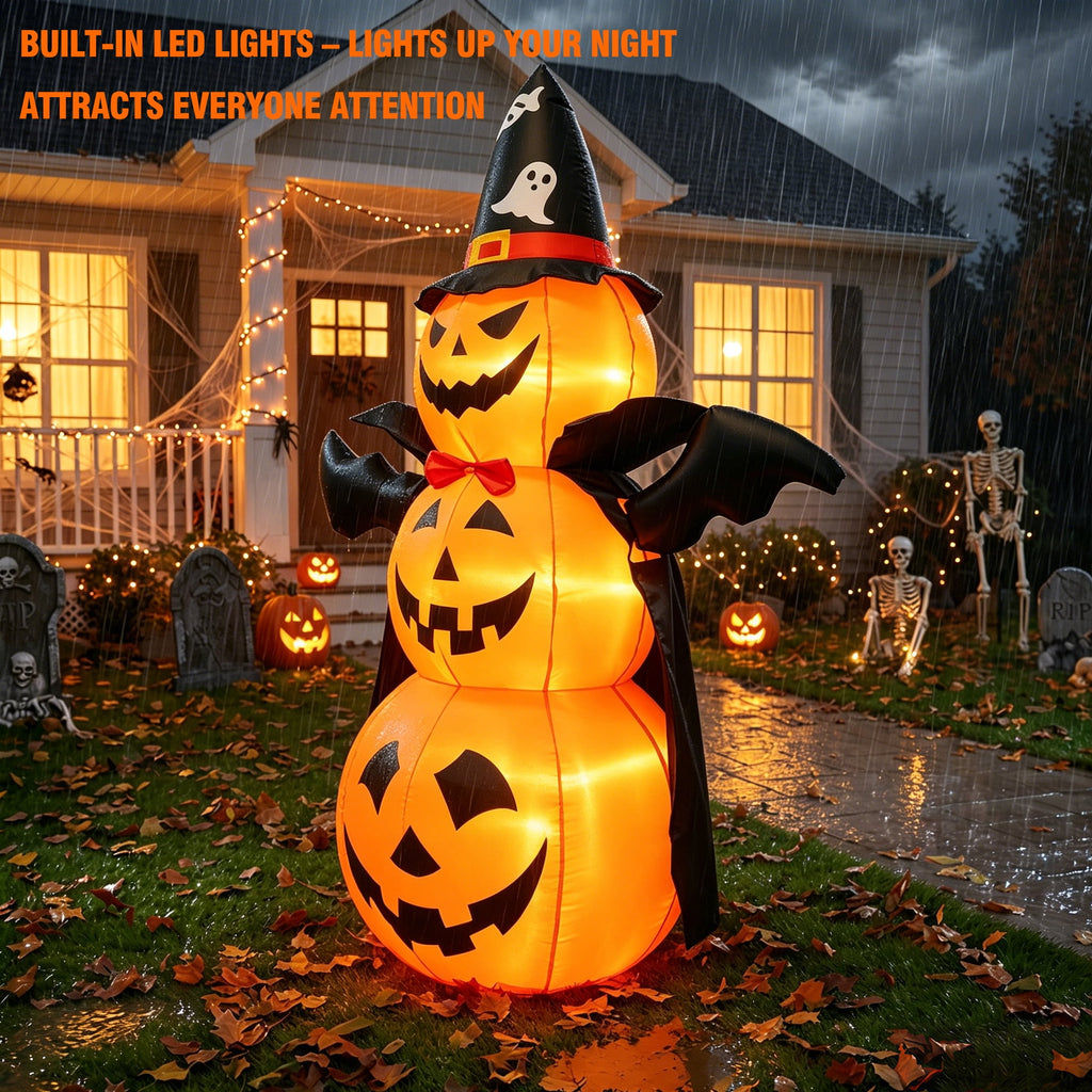 MAGOTAN 6 FT Halloween Inflatable Pumpkin Halloween Inflatable Pumpkins and Cat Outdoor Yard Decoration Build-in 7 LED White Lights
