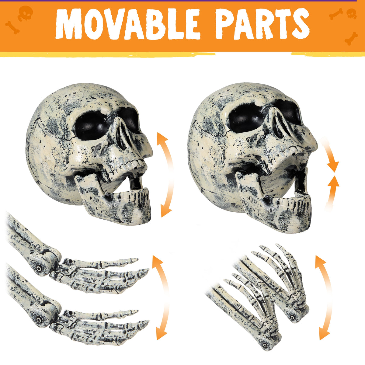 Joyfy 3 Pack Halloween Light up Skeleton Decorations Outdoor,Halloween Graveyard Spooky Skull Stakes Pathway Lights for Halloween Props Yard Decor