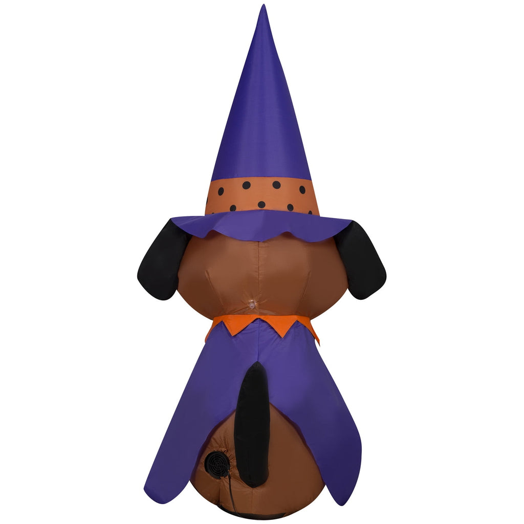 Gemmy Halloween Inflatable Dog in Witch Hat, 4 ft Tall, Multi