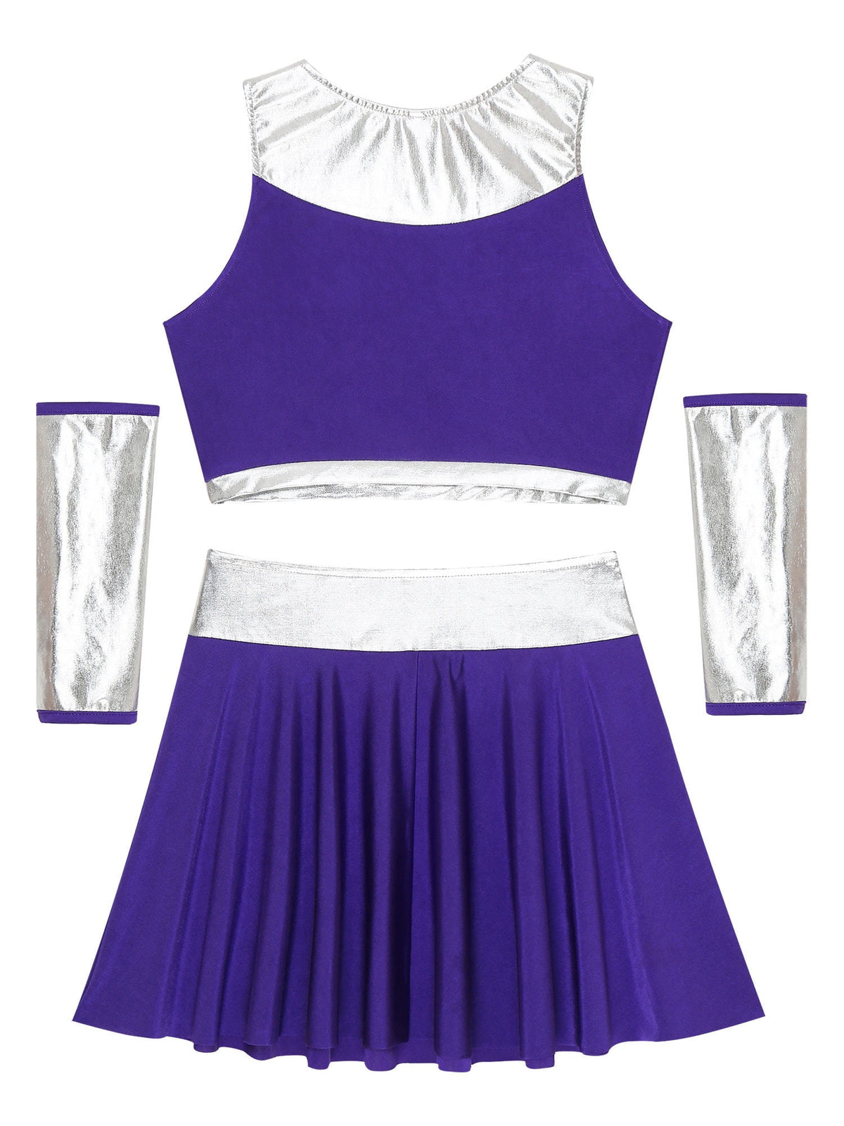 TiaoBug Womens Aline Cosplay Costumes Halloween Princess Outfits Sleeveless Crop Top Mini Skirt with Gloves Purple XXL