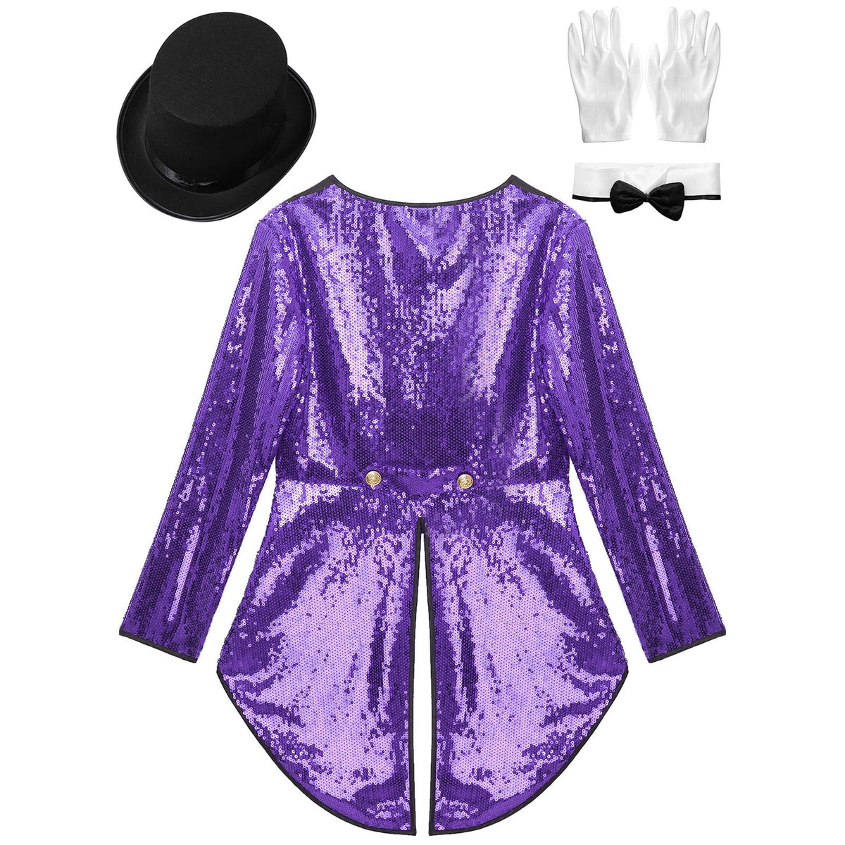 iiniim Women Magician Cosplay Sequin Tailcoat Circus Showman One-Button Tuxedo Jacket Outfits Red M