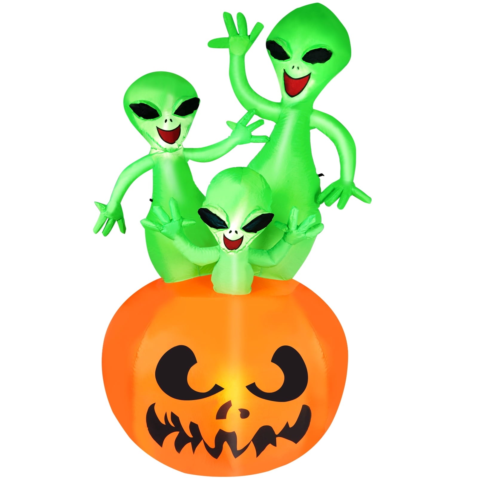 5.7FT Inflatable Halloween Inflatable Crawling Green Ghost with Tombstone Built-in LED Lights Inflatable LED Lights Blow Up Yard Decoration