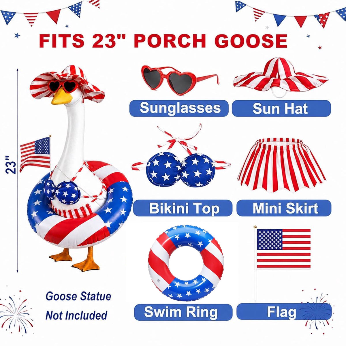 Outdoor Holiday Yard Decor, 23 Inch Porch Goose Outfits, Halloween Pumpkin Themed Porch Goose Clothes, Porch Goose Set with Hat and Treat Bag, Fits Standard 23 Inch Large Porch