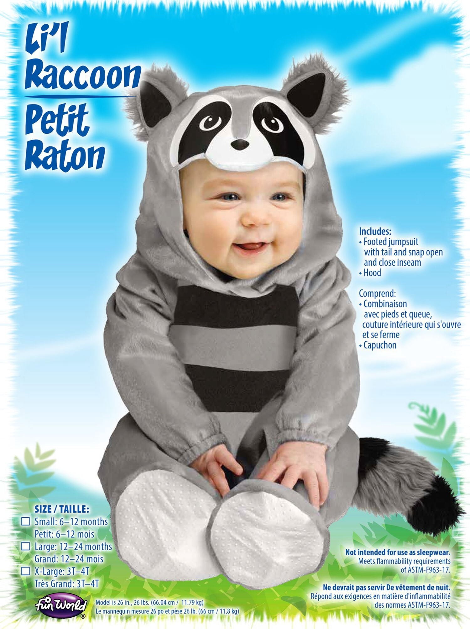 Infant's Toddler's Baby Plush Raccoon Costume Toddler 12-24m