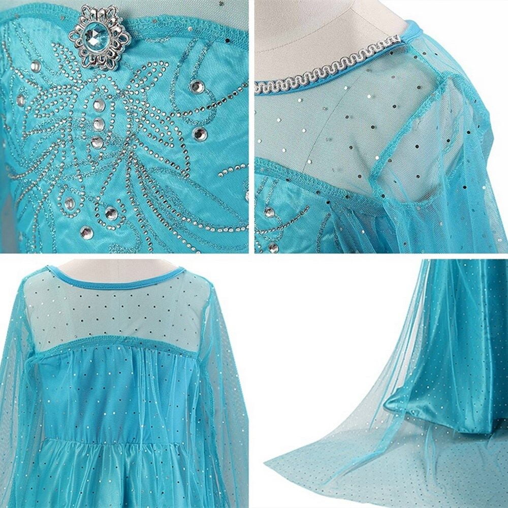 HAWEE Girls Princess Dress Costume with Long Cape - Luxury Sequin Halloween Dress up