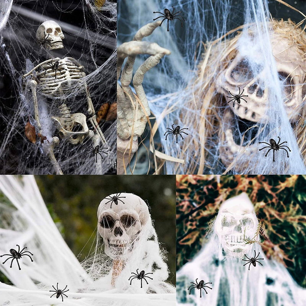 PayUSD Halloween Decoration, 275" Halloween Spider Web + 59" Giant Spider Fake Spider and 20 Pcs Little Spider Halloween Decor for Indoor Outdoor Yard Home Costumes Party Haunted House Decor