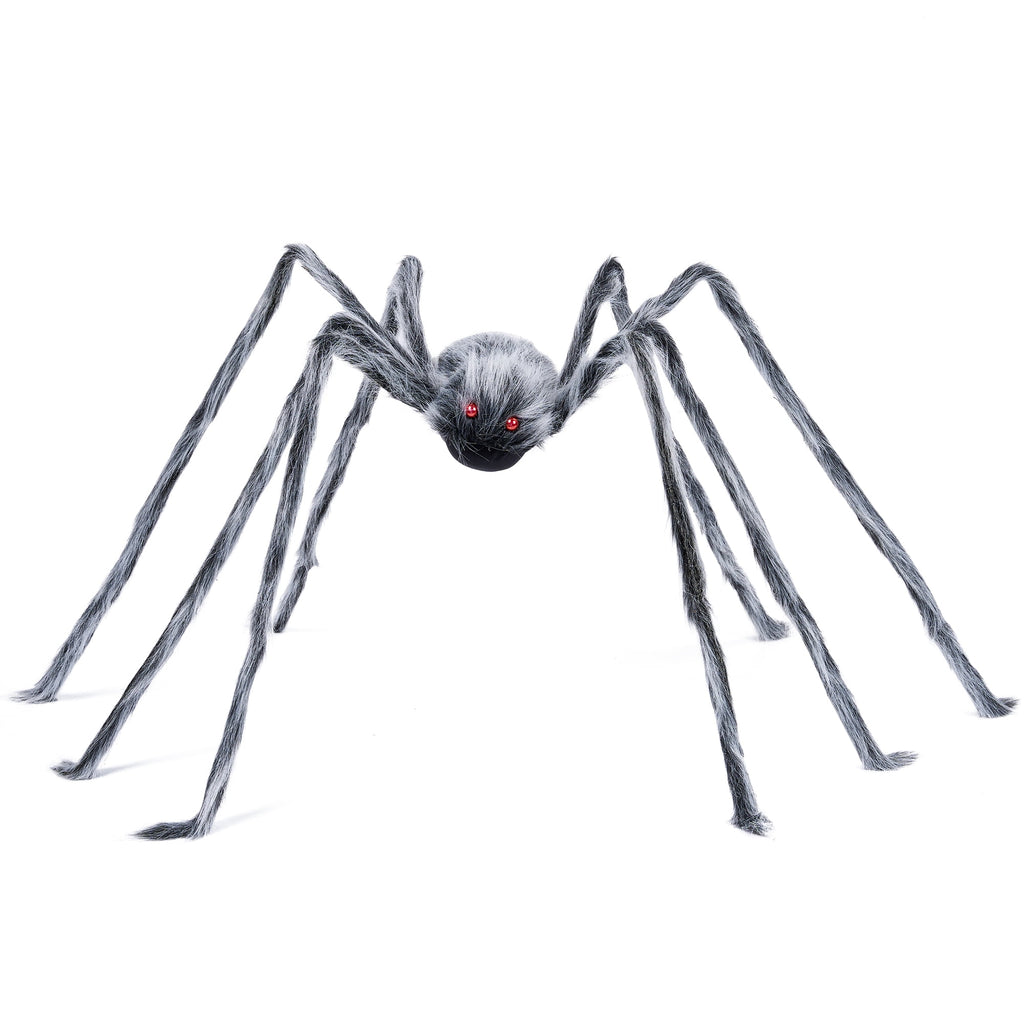 Joyfy 5 ft Scary Giant Spider Halloween Decorations Outdoor,Poseable Spider Lifelike Hairy Prop for Yard,Haunted House,Tree or Porch Party Decorations,Black