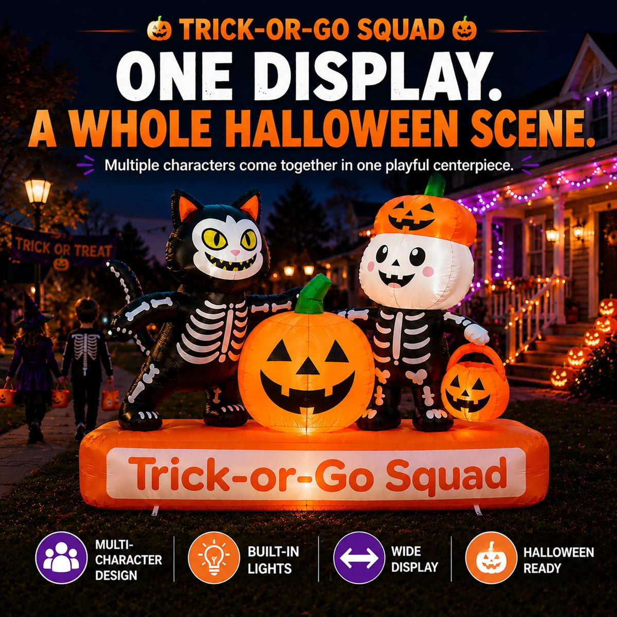 Toiyjofe 5.5 ft Halloween Inflatable Ghost with Pumpkin, LED Lighted Cute Halloween Yard Decoration for Porch, Lawn, Walkway & Party