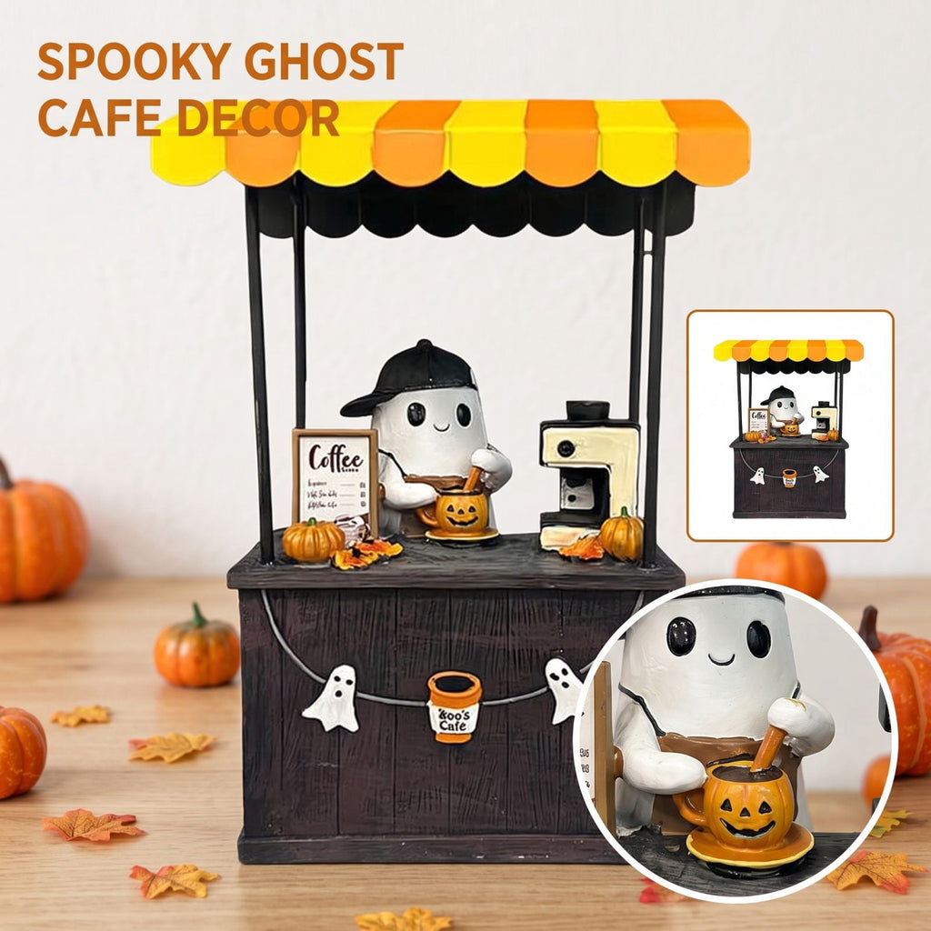 Halloween Spooky Coffee Stand, Ghost Barista Booth Figurine, Spooky Coffee Statue Built with Spooky Little Coffee Stand, Freshly Boo’d Coffee Ghost Fall Decor, Creative Birthday & Holiday Gift