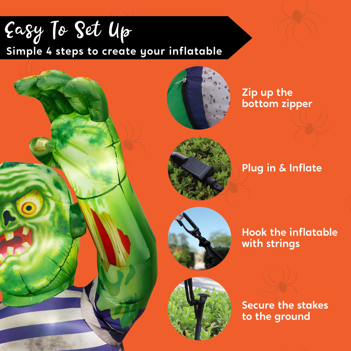 Joyfy 5.5ft Halloween Inflatables Long Light Up Skeleton Ground Breaker Halloween Inflatables Outdoor Decorations,Blow up Halloween Yard Decorations