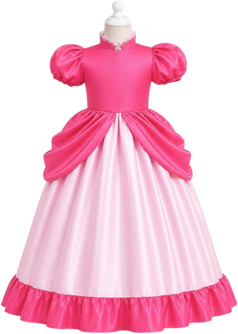G*irls Halloween Princess Dress with Accessories, Blue Princess Dress with Wig Wand Crown Earrings and Star Earrings