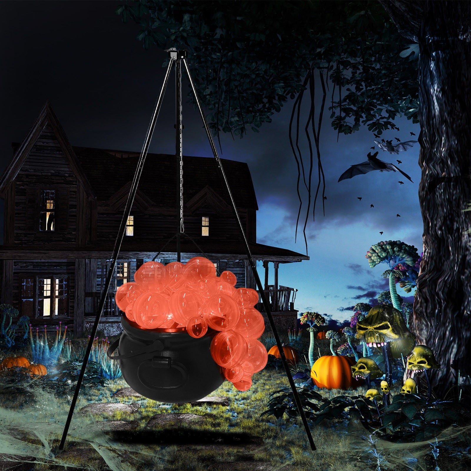 Muecwrye Halloween Decorations Outdoor, Halloween Clearance! Halloween Witches Cauldron with Lights, DIY Bubbling Cauldron Set Decor for Home Porch Outside, Halloween Party Supplies( Without Tripod)