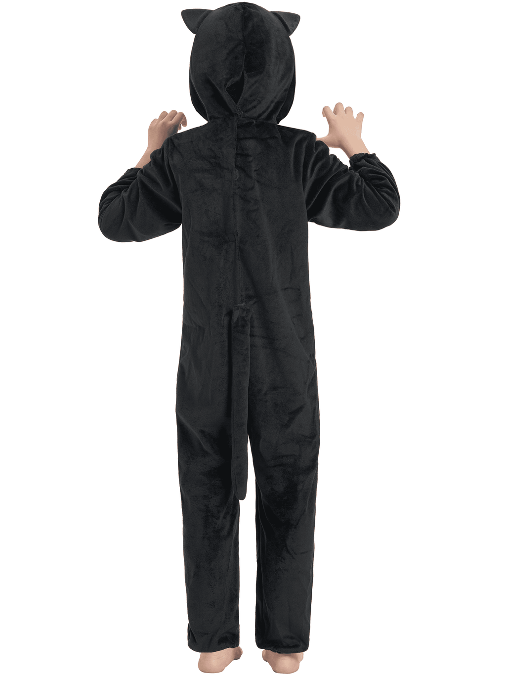 Kids Black Cat Costume with Hero Mask, Kitties Jumpsuit Fancy Dress Outfit Boys Girls for Halloween