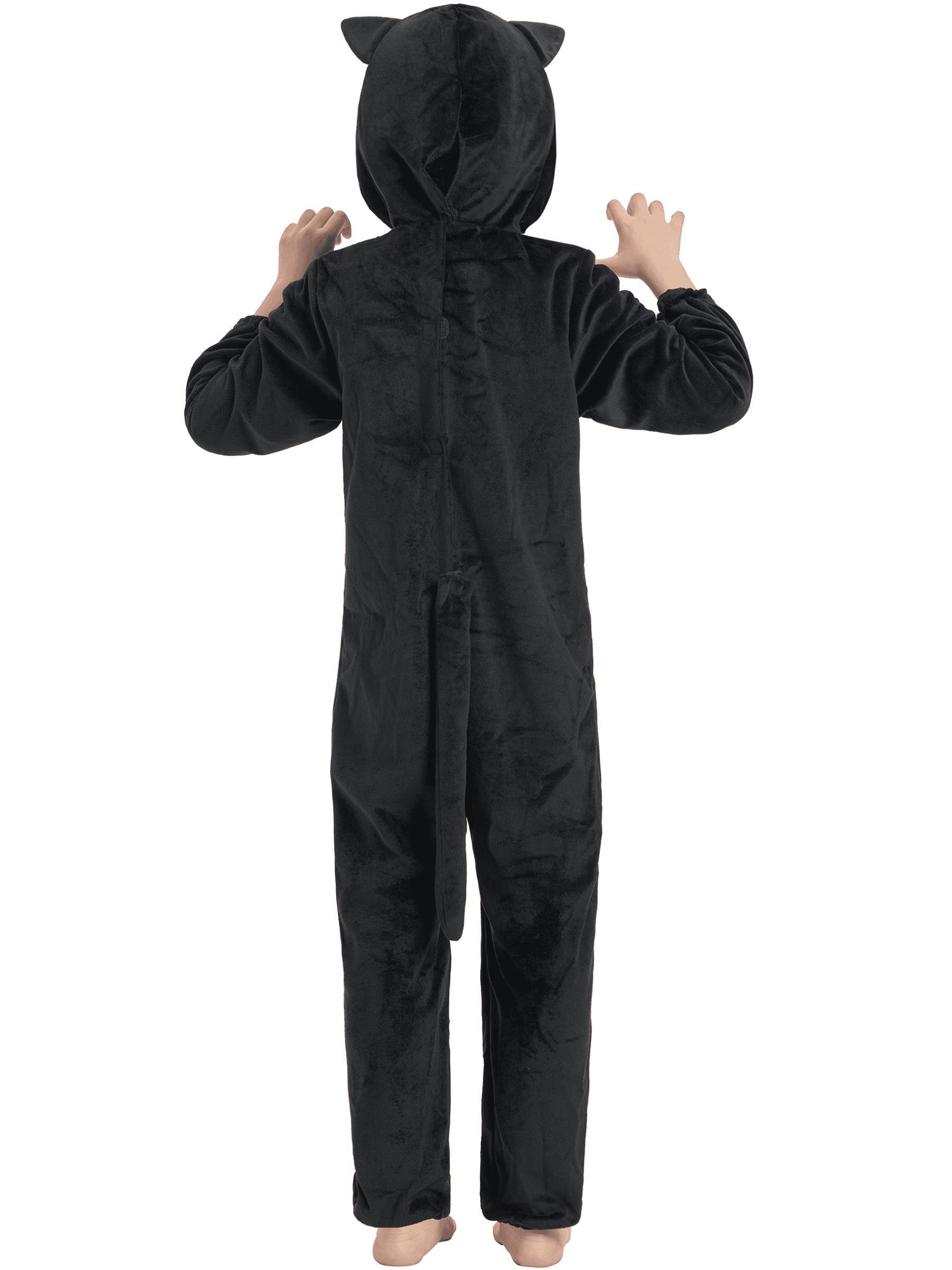 Kids Black Cat Costume with Hero Mask, Kitties Jumpsuit Fancy Dress Outfit Boys Girls for Halloween