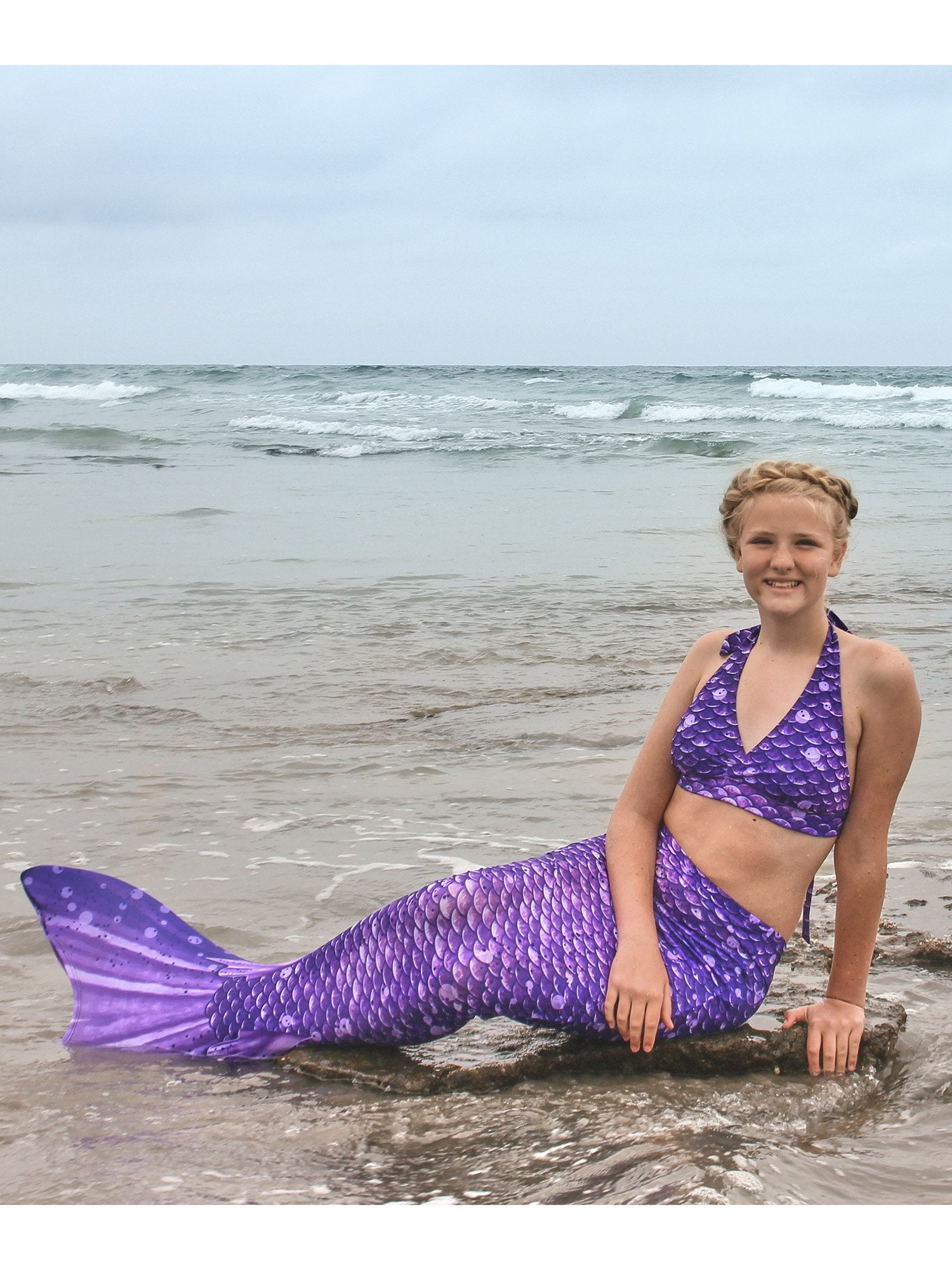 Sun Tail Mermaid Blue Lagoon Tail Skin, Size Child Extra Large (Monofin Not included) for Girls