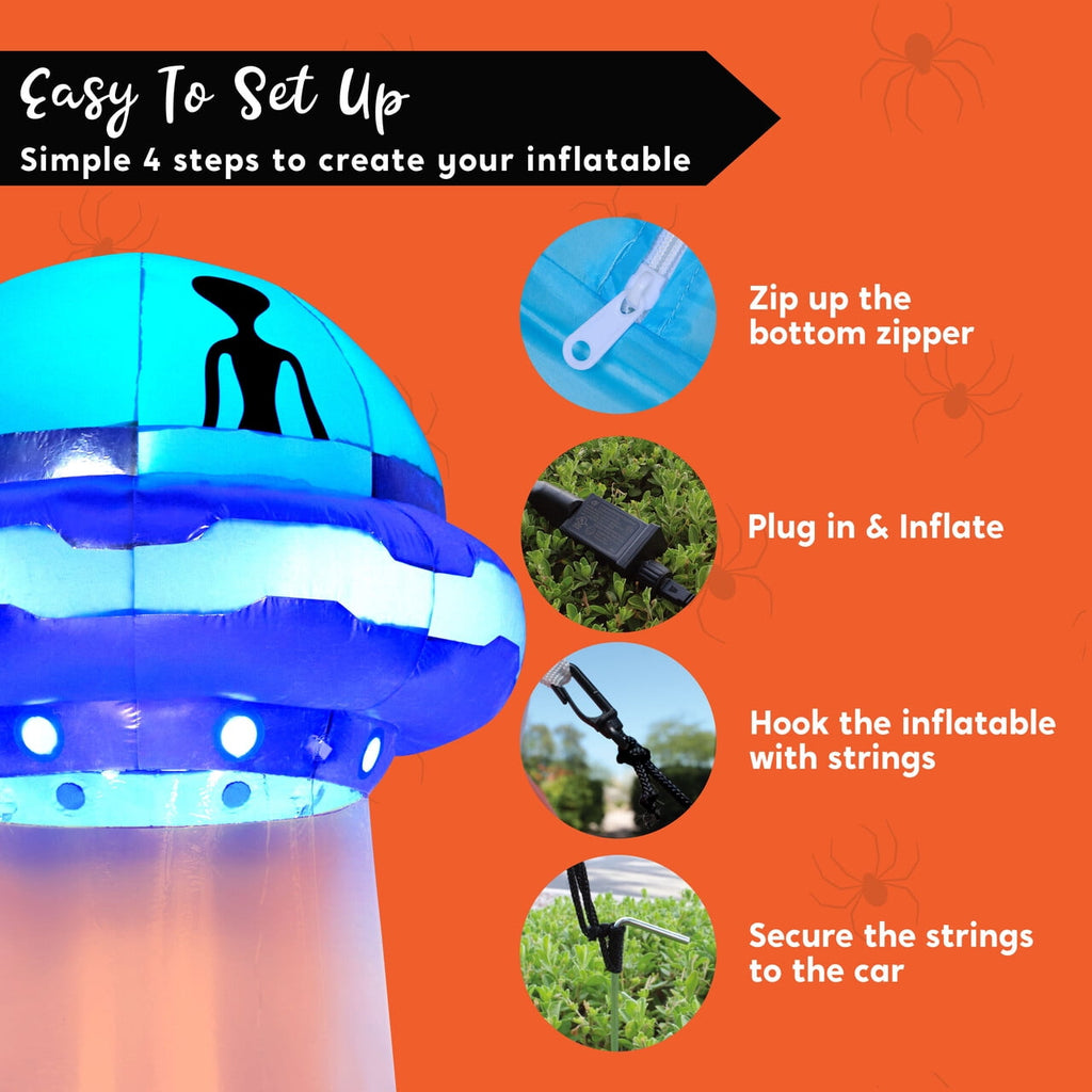 Joyfy 9 ft Halloween Inflatable Giant Alien Decoration with Built-in LEDs,Alien Halloween Decorations Outdoor Blow Up Yard Lawn Decoration