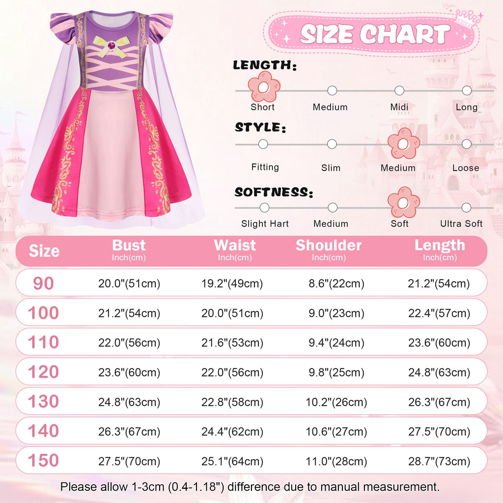 Benylion Girls Ice Princess Dress Halloween Cosplay Costumes With Tulle Cape Kids Birthday Party Dress up Outfit for 7-8 Years