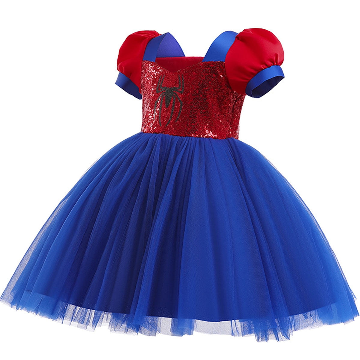 Toddlers Sequin Tutu Dress Girls Bow Dress Short Sleeve Birthday Party Costume