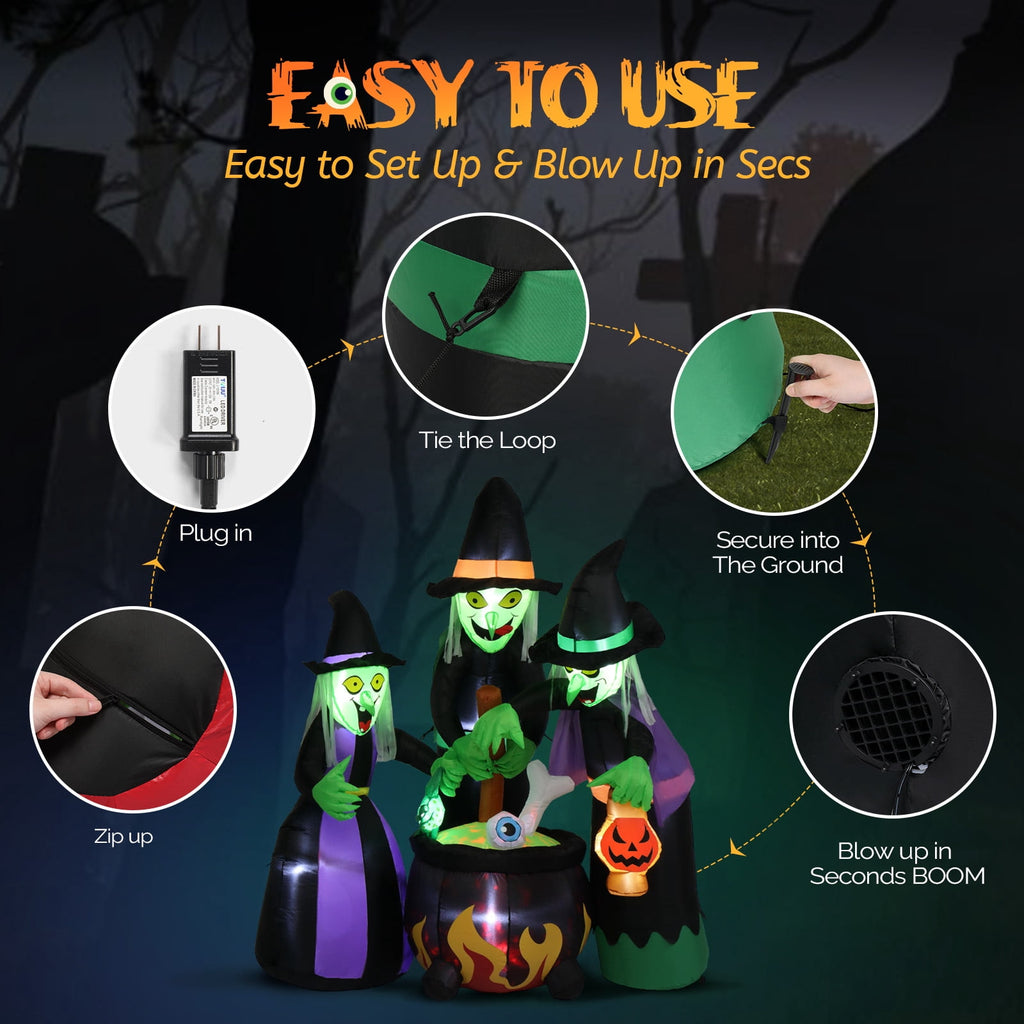 Ktaxon 6' Halloween Inflatables Outdoor Halloween Witches Decoration Blow up Witches