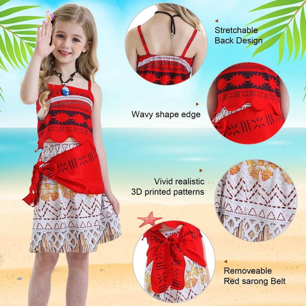 Jurebecia Princess Costume for Girls Dress Halloween Cosplay Outfits Birthday Fancy Tween Dress with Accessories 130 cm 7-8 Years