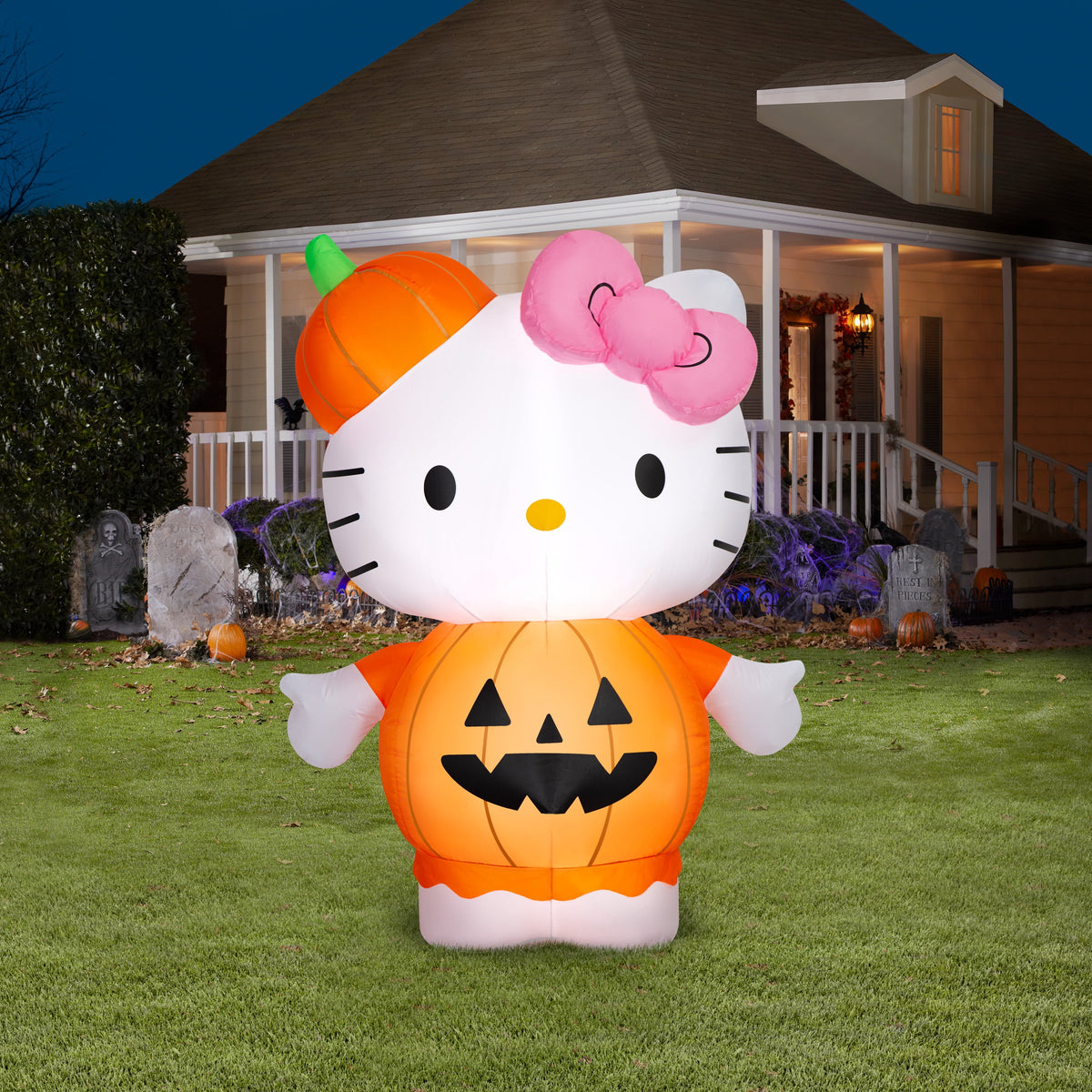 Halloween Airblown Yard Inflatables Hello Kitty in Pumpkin 41.73 in x 28.74 in x 53.93 in 3.28 lb