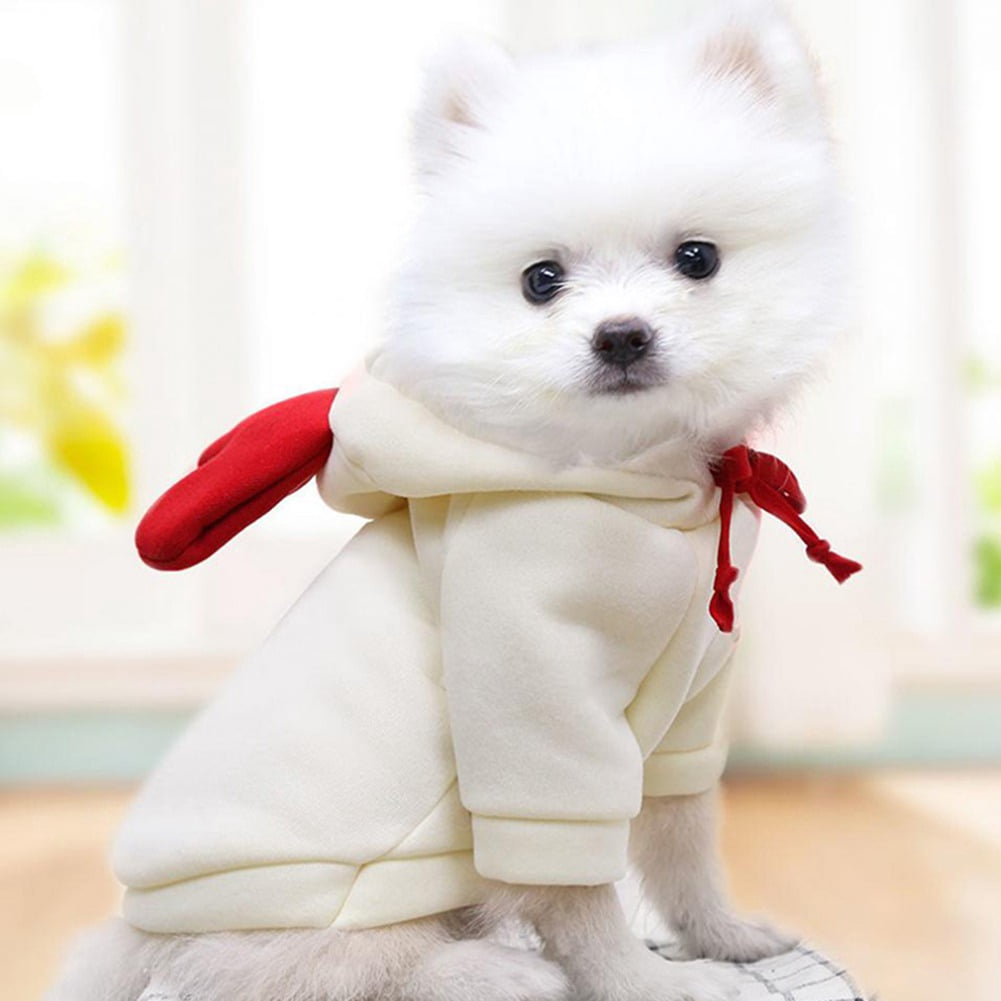 Winter Warm Plush Dog Hoodie, Heart‑Shaped Pet Cosplay Outfit for Small Dogs