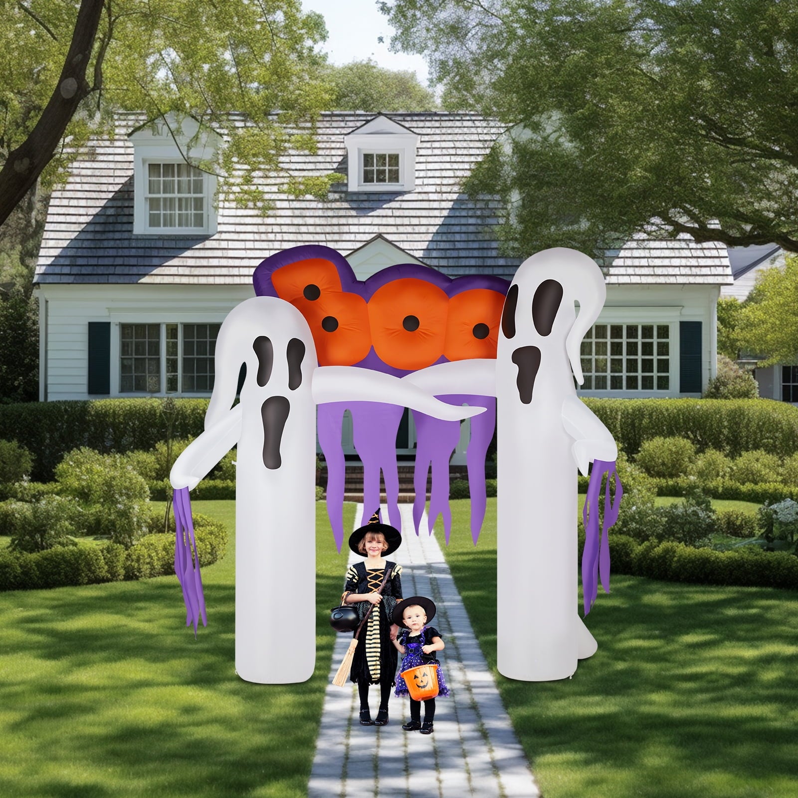 UBesGoo 10 ' Halloween Ghost Arch Outdoor Halloween Inflatables for Patio Garden Decor